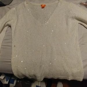 XLG Cream colored Sequin sweater